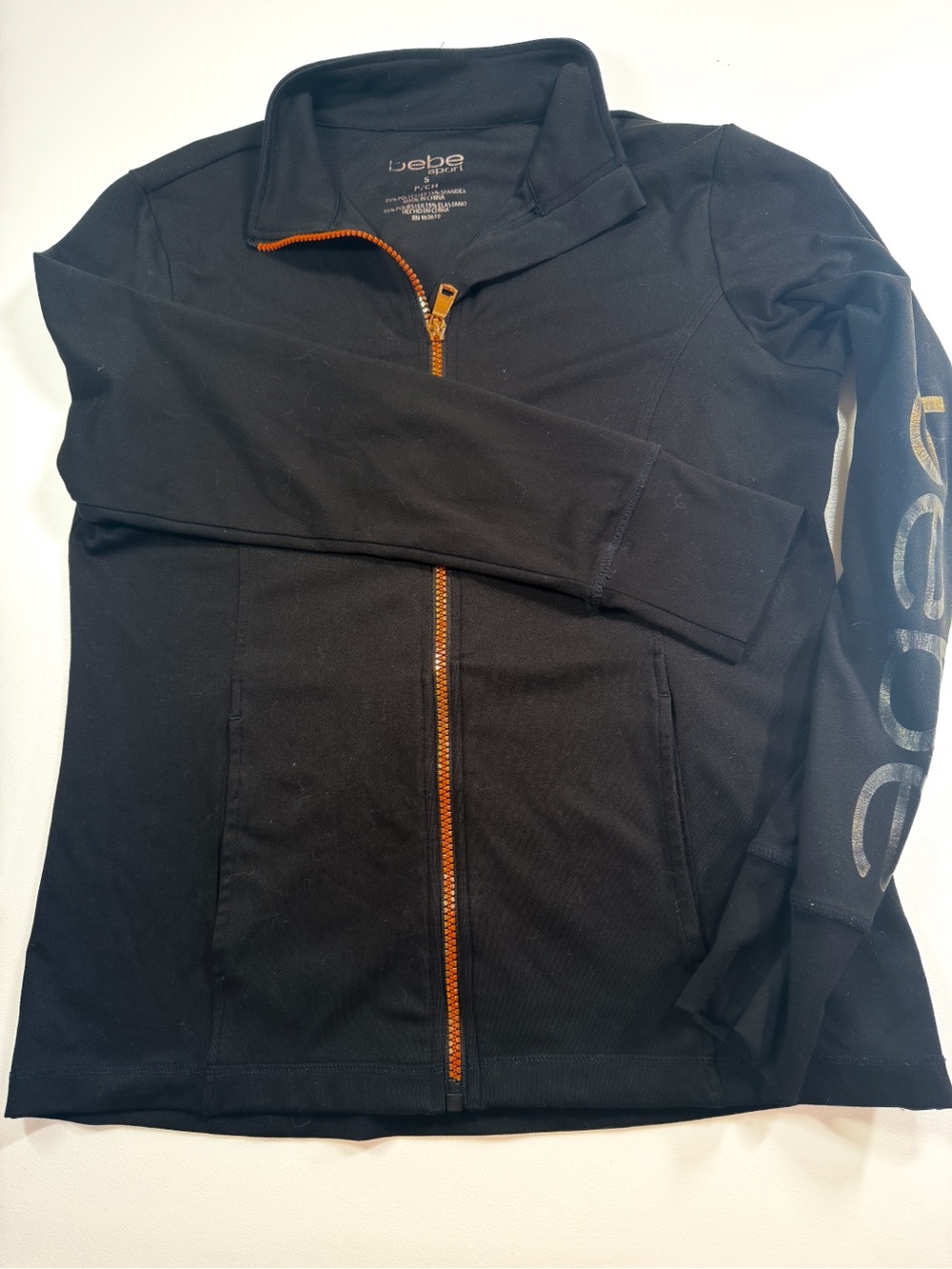 Bebe Sport Track Jacket Women’s Small Black Y2K Athleisure